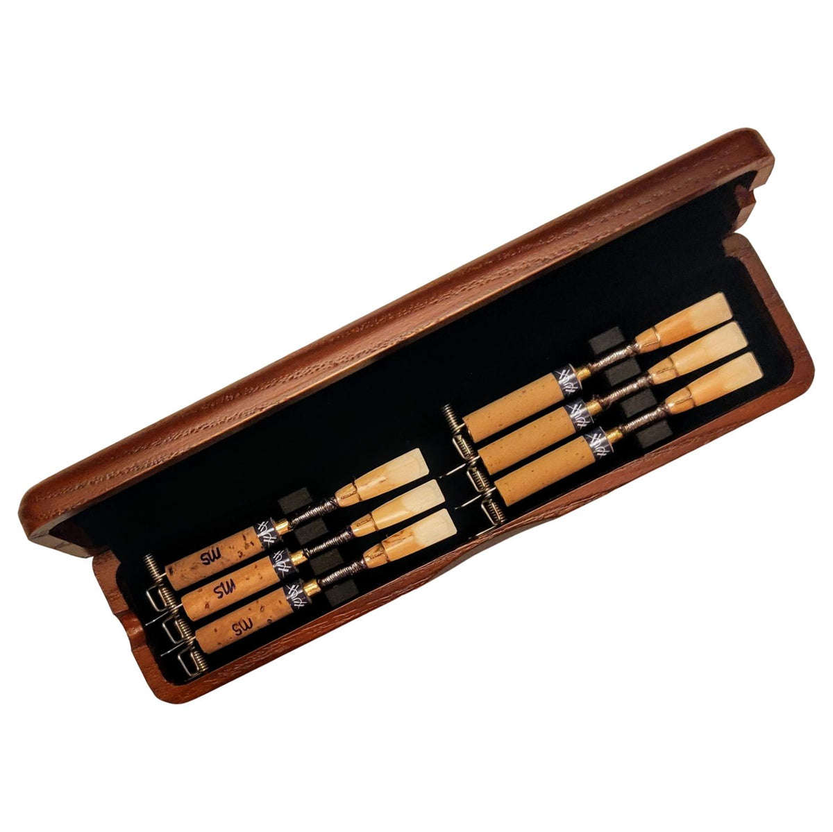 Mahogany Oboe Reed Case (6 reeds with springs) — Crook and Staple